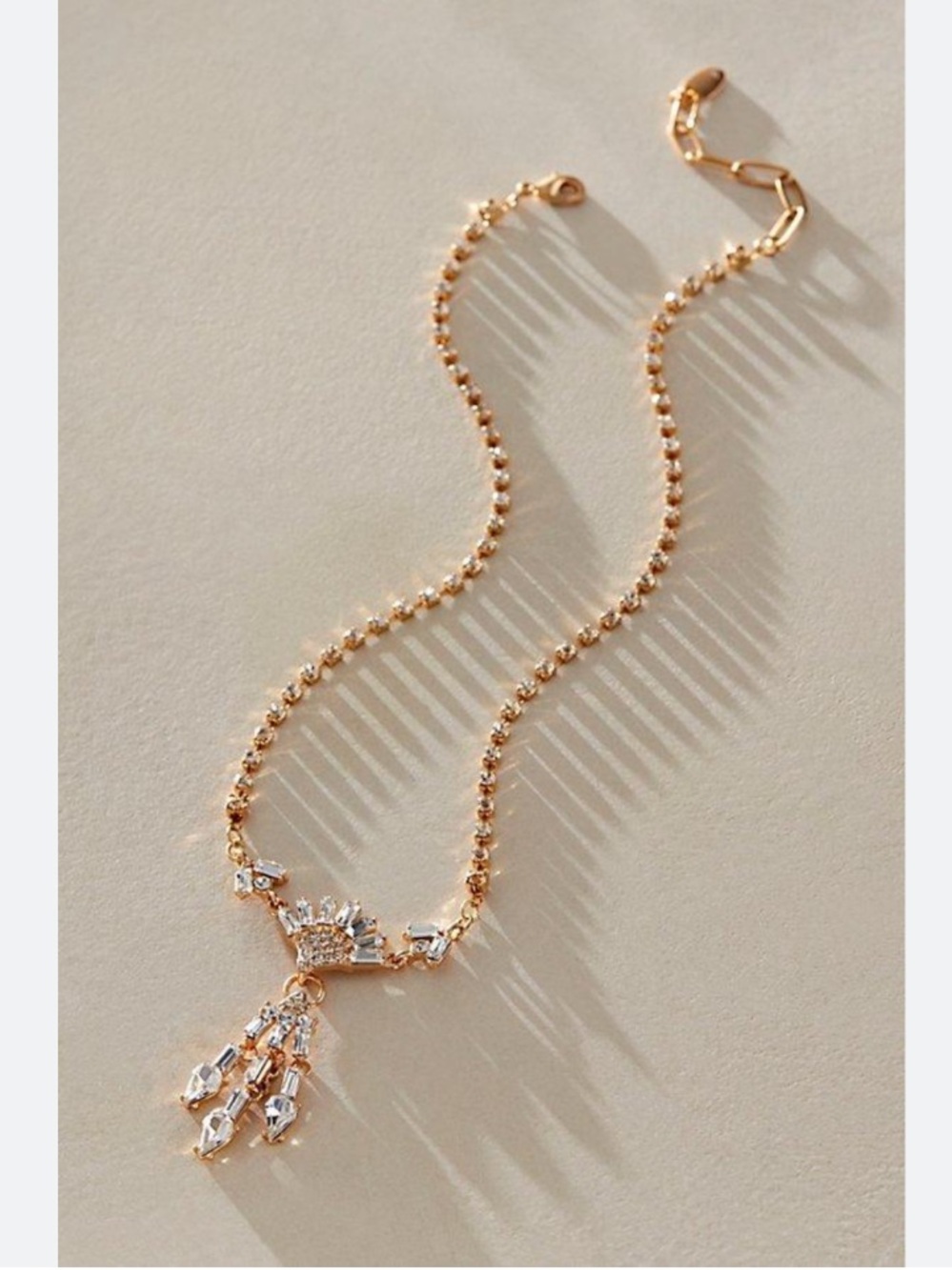 Free People Sugar and Spice Rhinestone Neckalce in Gold NWT